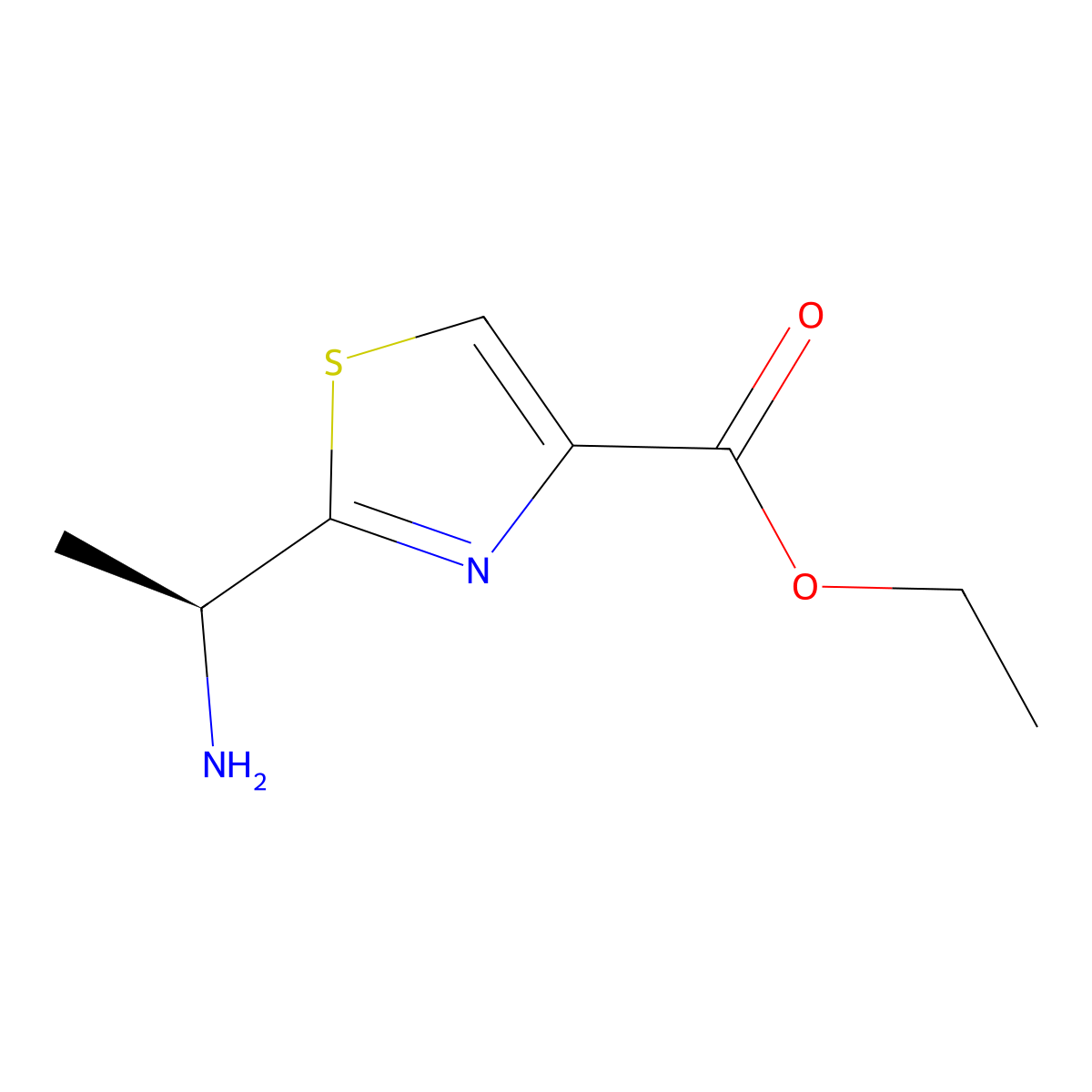 (S)-Ethyl 2-(1-aminoethyl)thiazole-4-carboxylate molecular structure, CAS 216480-96-5