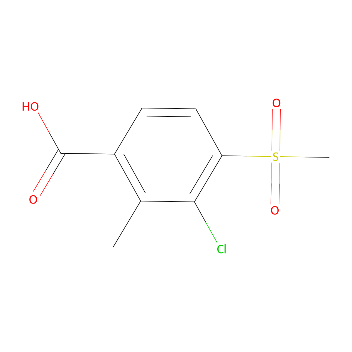 3-Chloro-2-methyl-4-(methylsulfonyl)benzoic acid molecular structure, CAS 216486-04-3