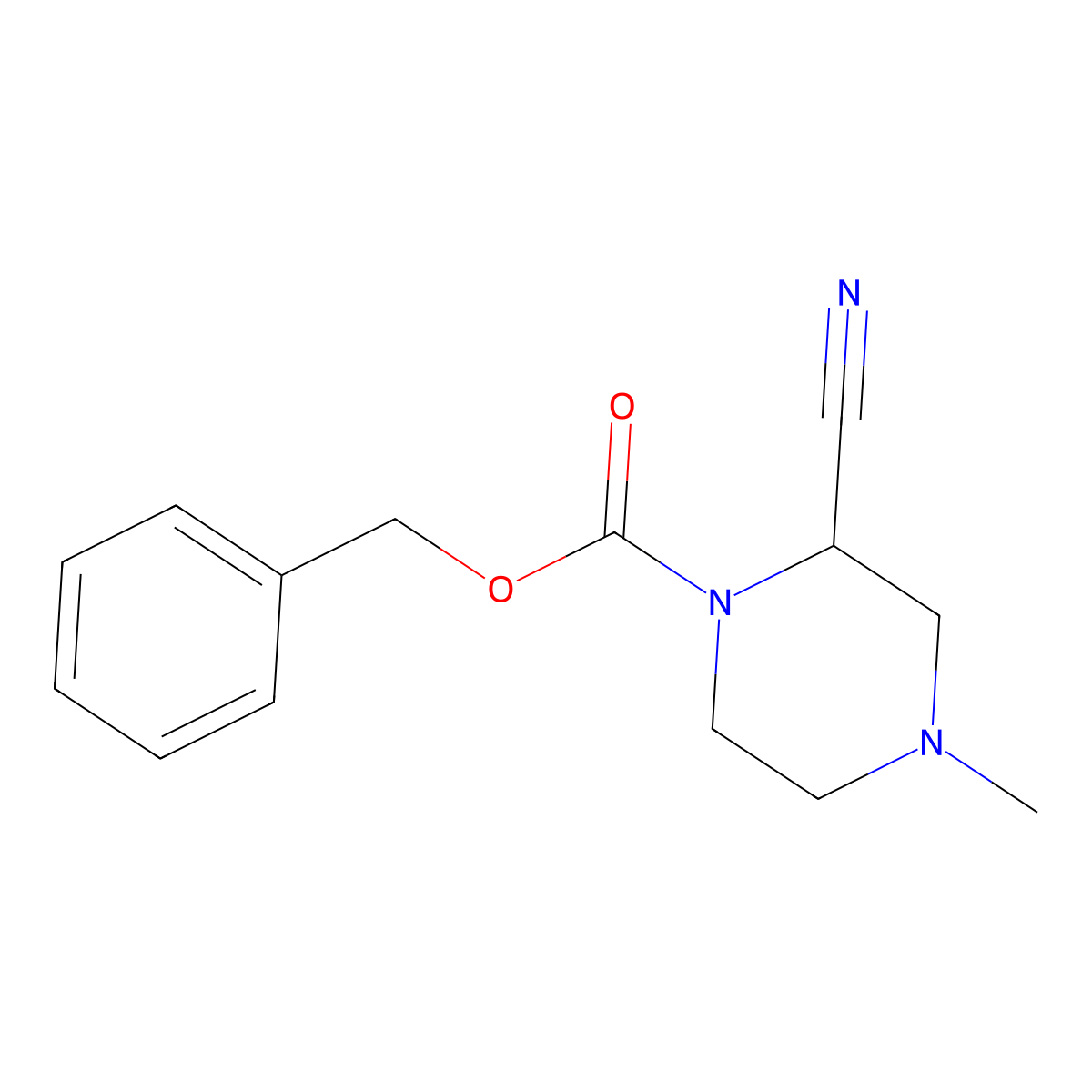 Benzyl 2-cyano-4-methylpiperazine-1-carboxylate molecular structure, CAS 2164870-82-8