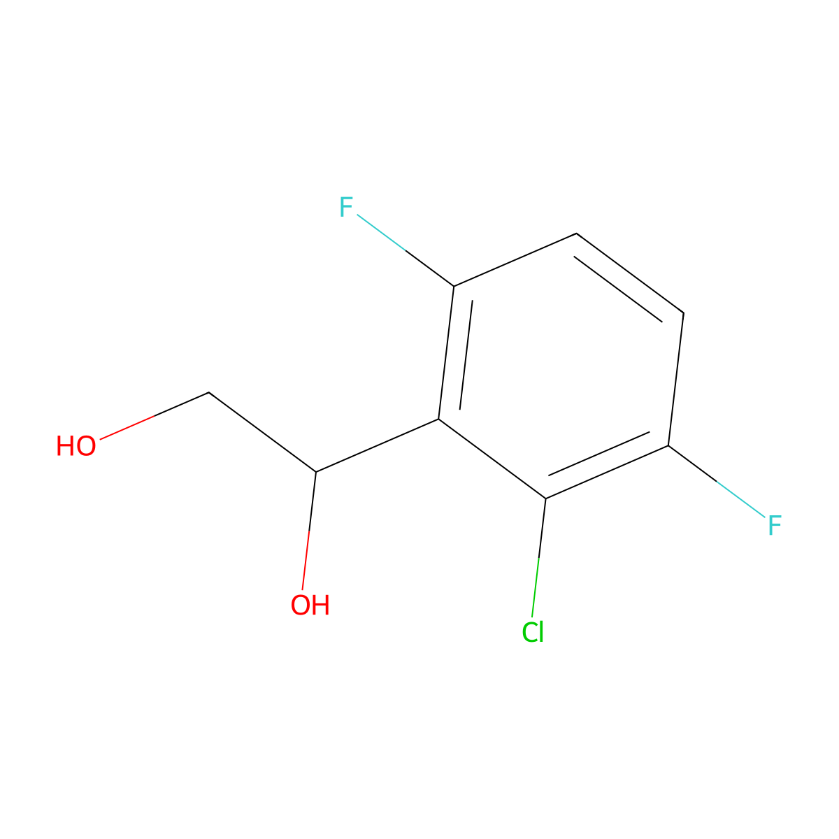 1-(2-Chloro-3,6-difluorophenyl)ethane-1,2-diol molecular structure, CAS 2164887-32-3