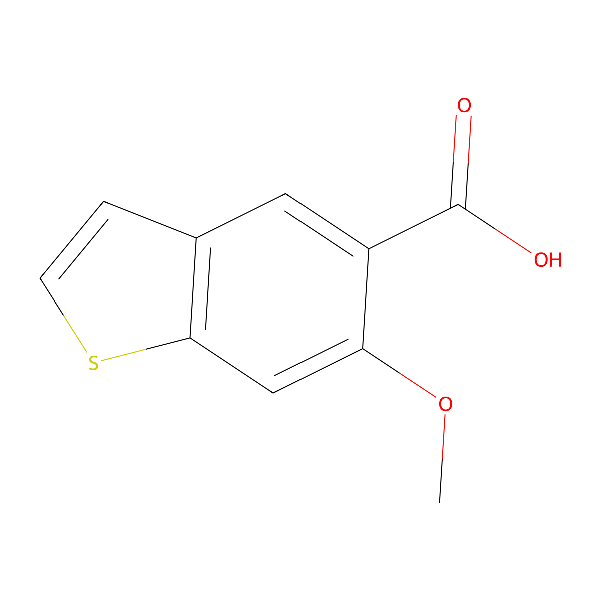 6-Methoxy-1-benzothiophene-5-carboxylic acid molecular structure, CAS 216489-74-6