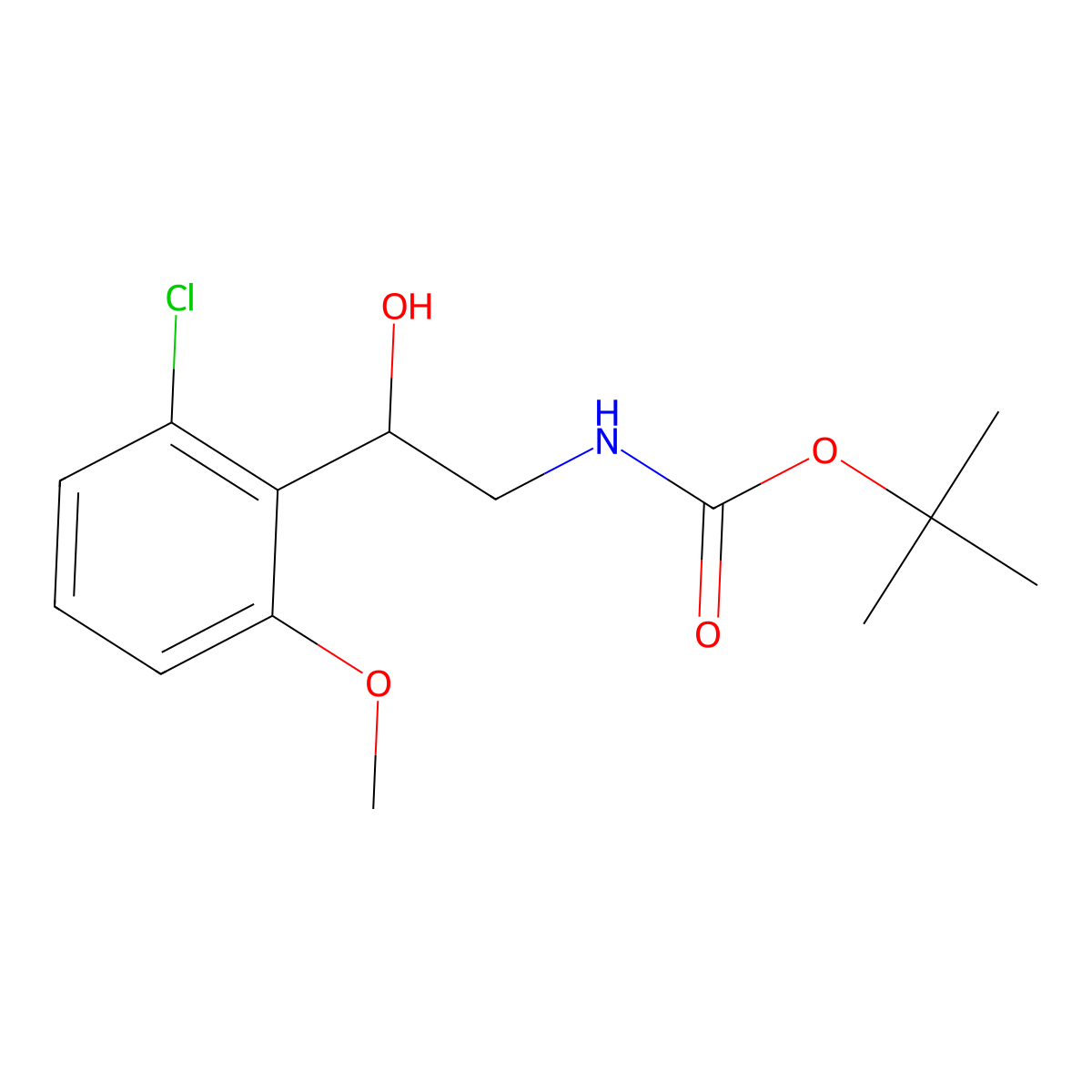 tert-butyl N-[2-(2-chloro-6-methoxyphenyl)-2-hydroxyethyl]carbamate molecular structure, CAS 2164896-32-4
