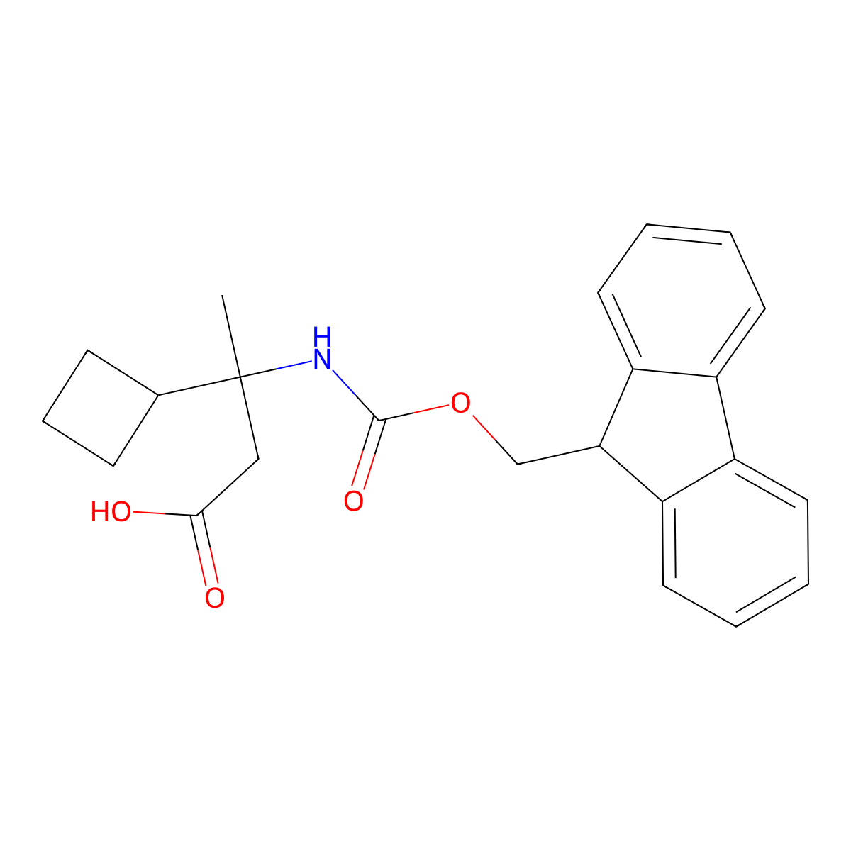 3-cyclobutyl-3-({[(9H-fluoren-9-yl)methoxy]carbonyl}amino)butanoic acid molecular structure, CAS 2164984-90-9