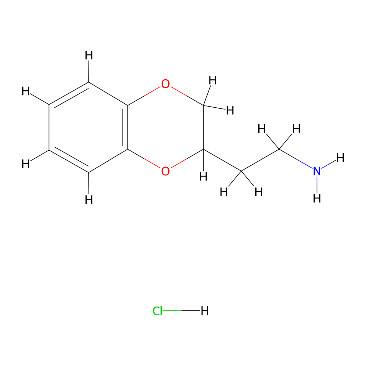 2-(2,3-Dihydro-1,4-benzodioxin-2-yl)ethan-1-amine hydrochloride molecular structure, CAS 2165-35-7
