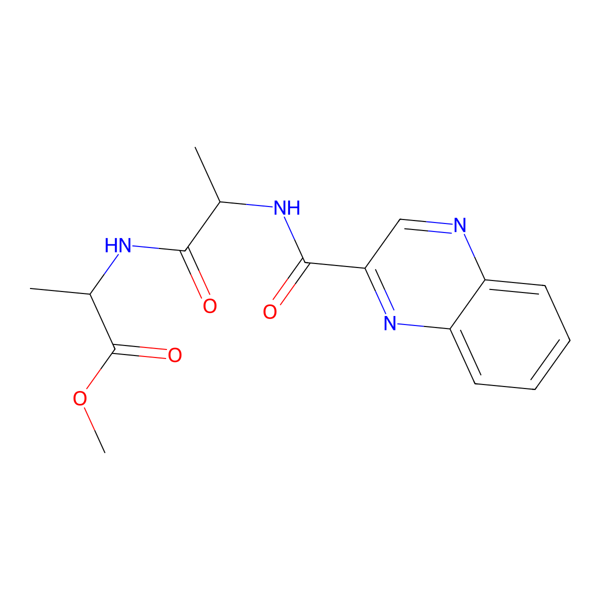 Methyl n-(quinoxalin-2-ylcarbonyl)alanylalaninate molecular structure, CAS 21650-07-7