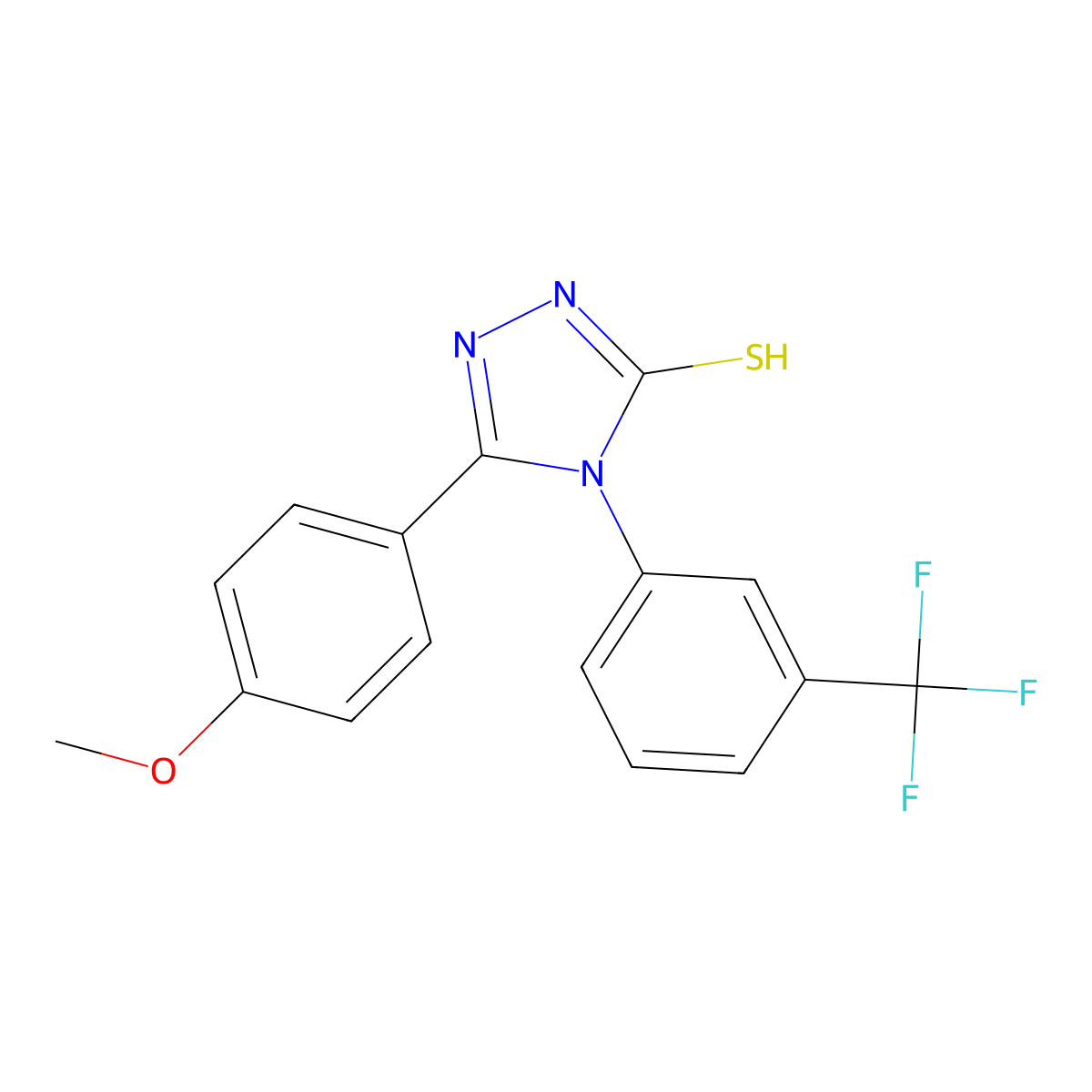 5-(4-Methoxy-phenyl)-4-(3-trifluoromethyl-phenyl)-4H-[1,2,4]triazole-3-thiol molecular structure, CAS 216501-13-2