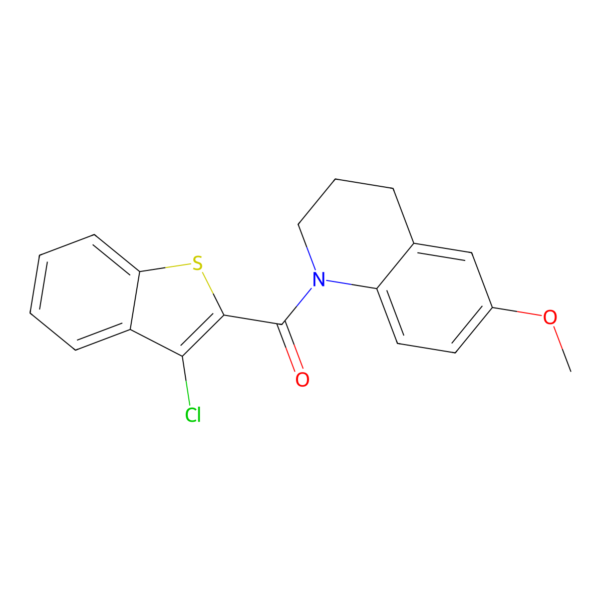(3-chloro-1-benzothiophen-2-yl)-(6-methoxy-3,4-dihydro-2H-quinolin-1-yl)methanone molecular structure, CAS 216501-60-9