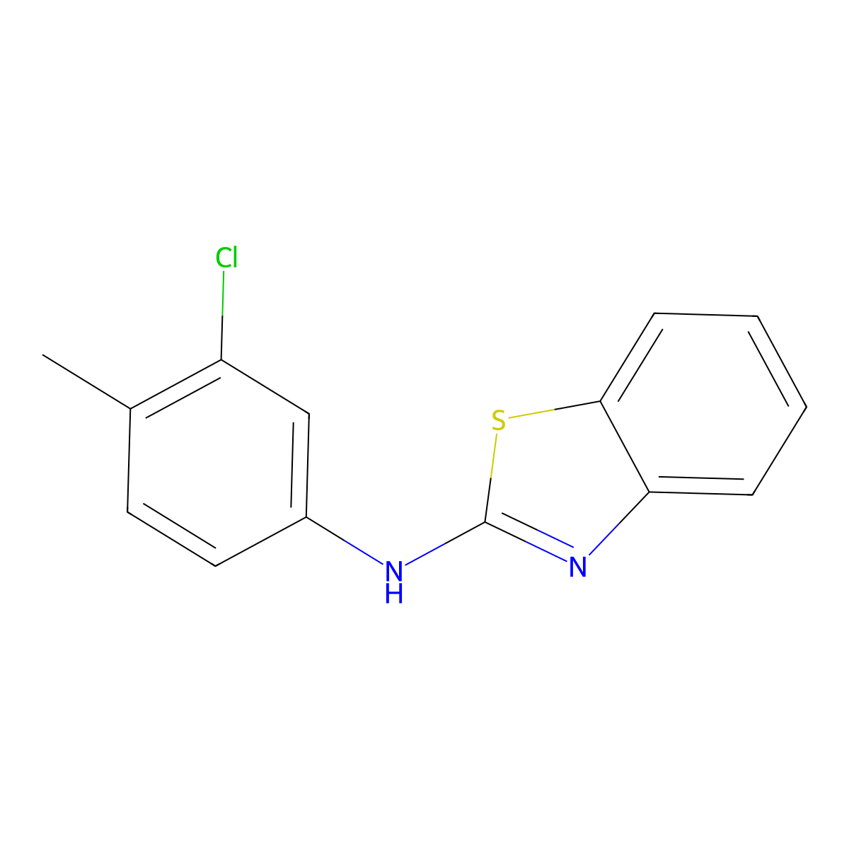 N-(3-chloro-4-methylphenyl)-1,3-benzothiazol-2-amine molecular structure, CAS 216502-44-2