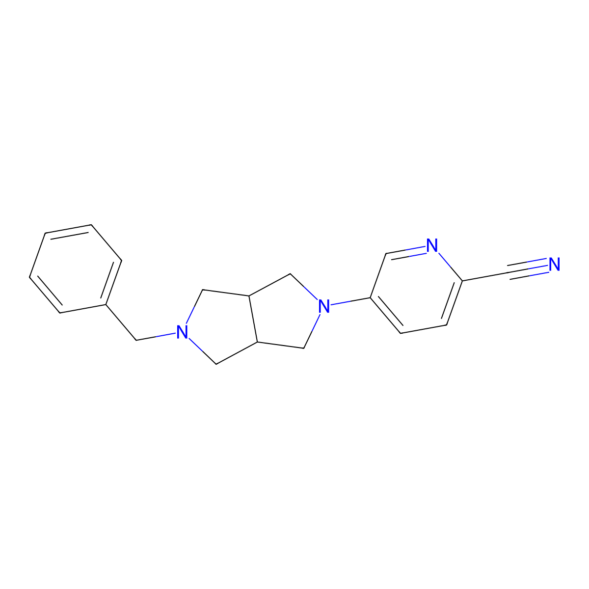 5-{5-Benzyl-octahydropyrrolo[3,4-c]pyrrol-2-yl}pyridine-2-carbonitrile molecular structure, CAS 2165051-61-4