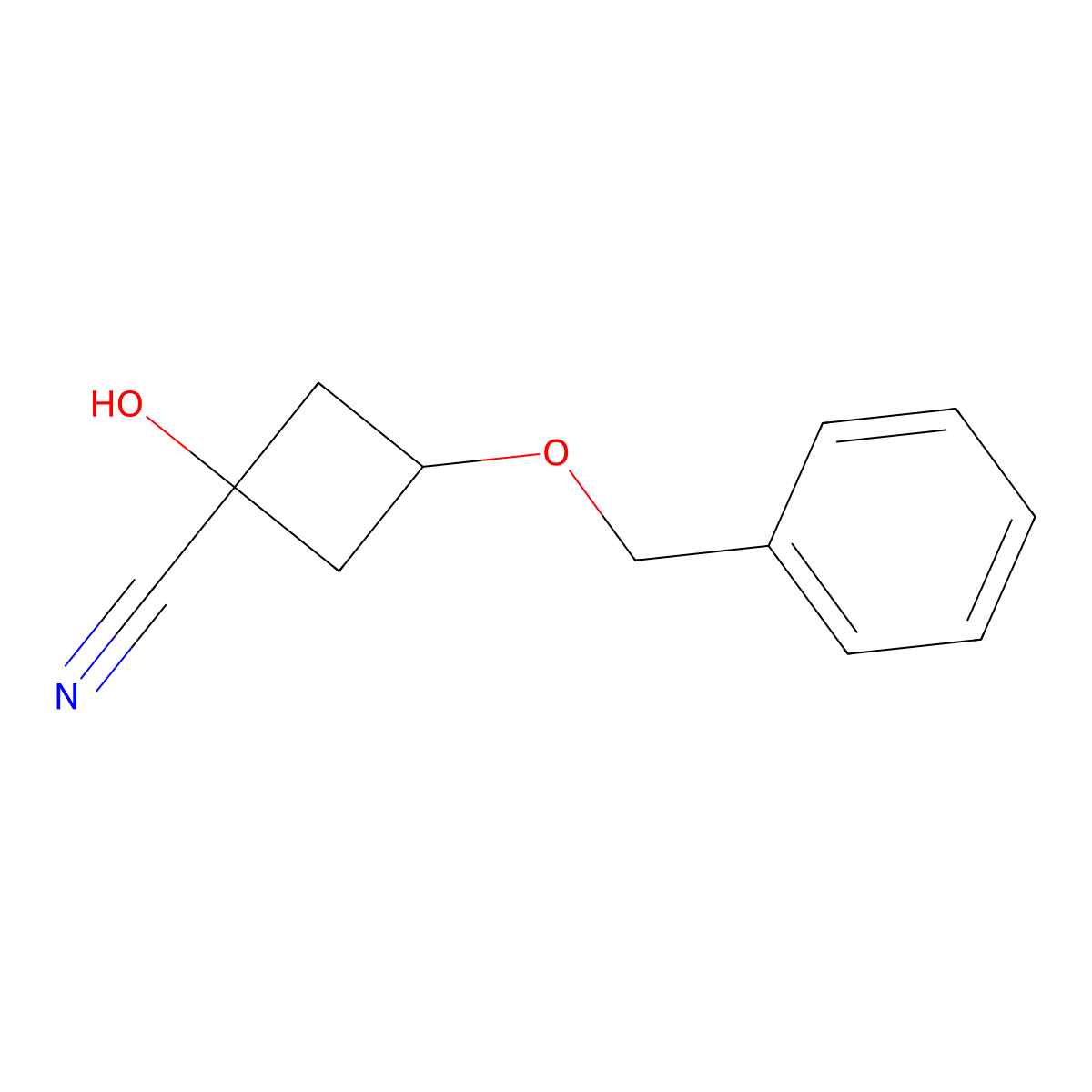 3-(Benzyloxy)-1-hydroxycyclobutanecarbonitrile molecular structure, CAS 2165072-06-8
