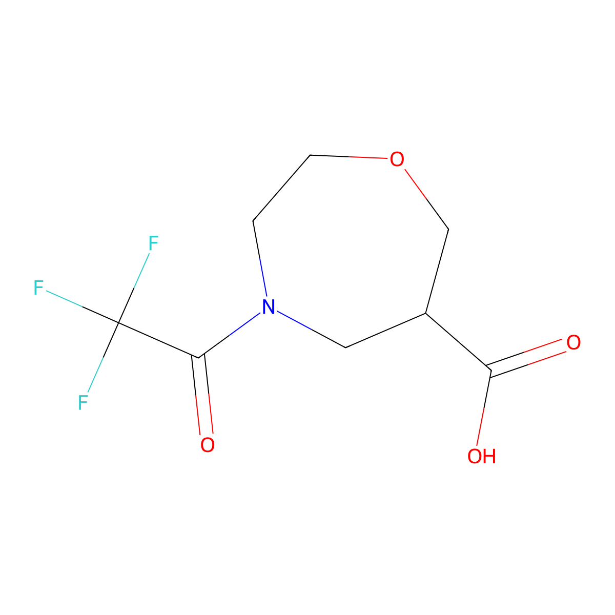 4-(Trifluoroacetyl)-1,4-oxazepane-6-carboxylic acid molecular structure, CAS 2165100-65-0