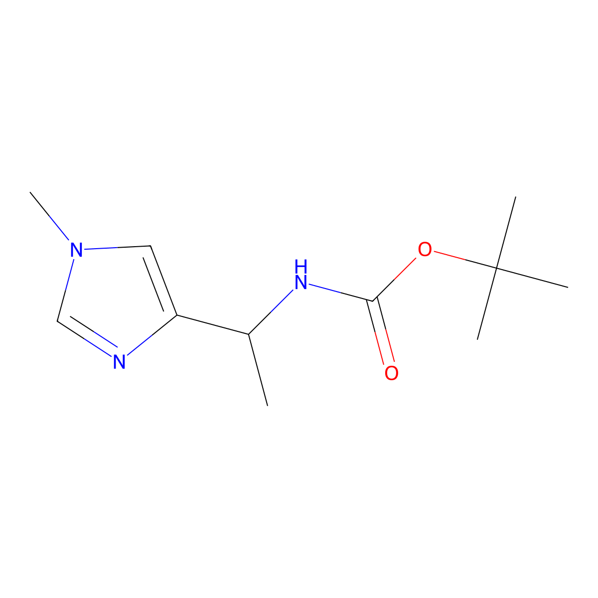 tert-butyl N-[1-(1-methyl-1H-imidazol-4-yl)ethyl]carbamate molecular structure, CAS 2165120-11-4