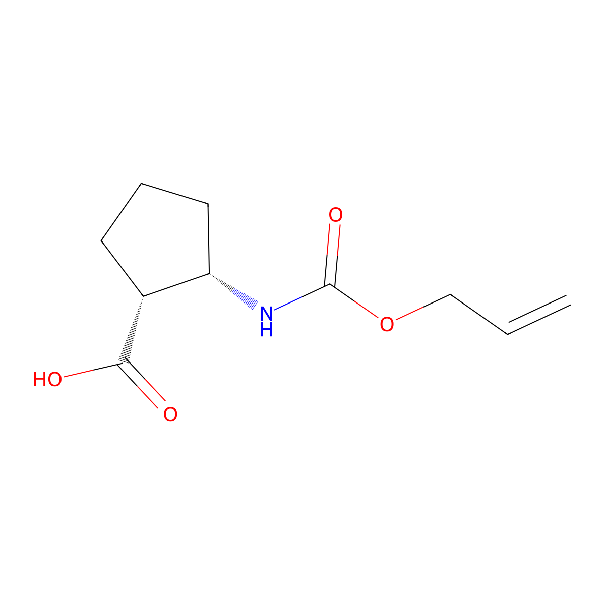 rac-(1R,2S)-2-{[(prop-2-en-1-yloxy)carbonyl]amino}cyclopentane-1-carboxylic acid molecular structure, CAS 2165120-56-7