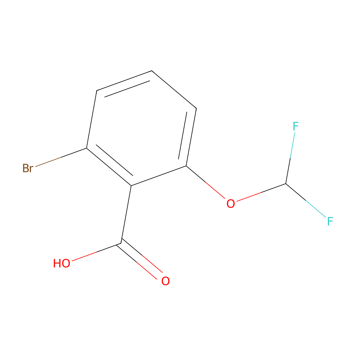 2-Bromo-6-(difluoromethoxy)benzoic acid molecular structure, CAS 2165137-21-1