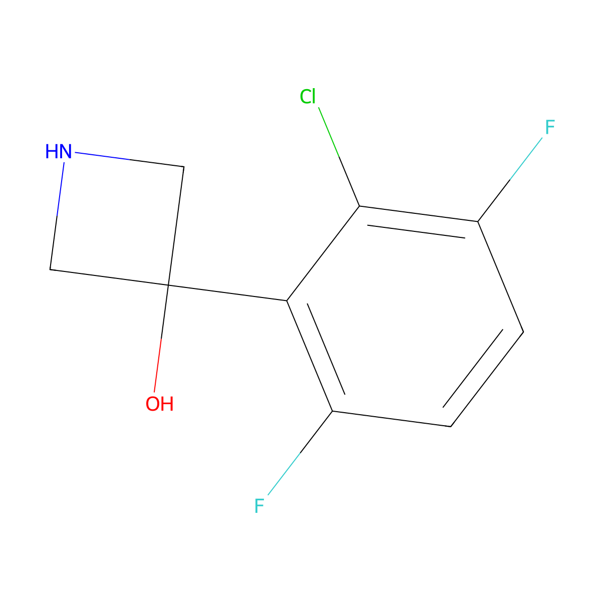 3-(2-Chloro-3,6-difluorophenyl)azetidin-3-ol molecular structure, CAS 2165174-30-9