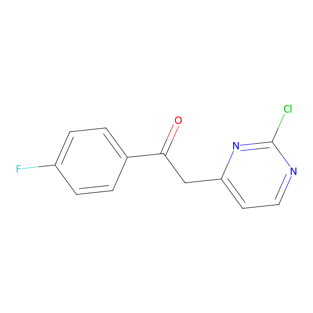 2-(2-Chloropyrimidin-4-yl)-1-(4-fluorophenyl)ethanone molecular structure, CAS 216529-49-6