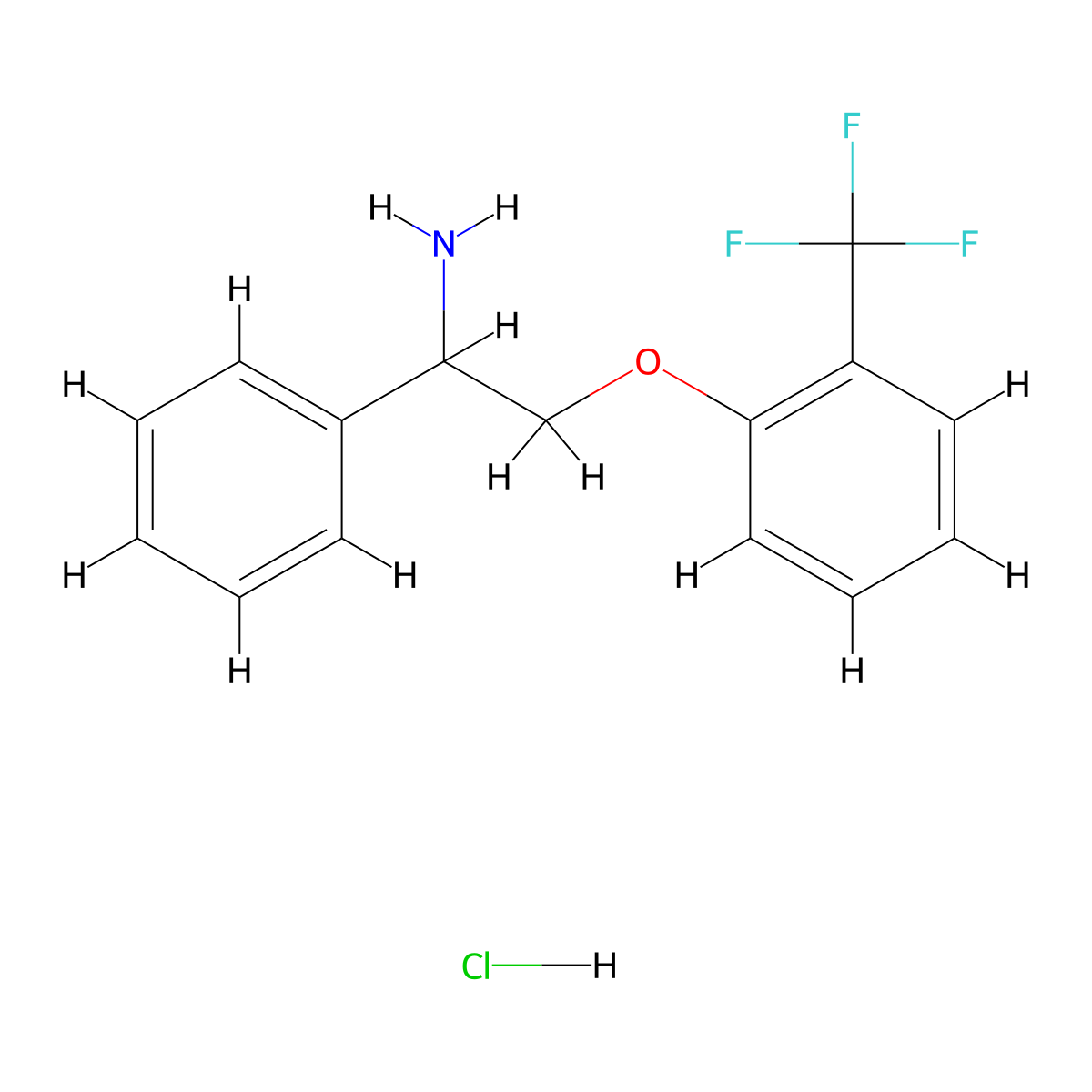 1-Phenyl-2-[2-(trifluoromethyl)phenoxy]ethan-1-amine hydrochloride molecular structure, CAS 2165320-62-5