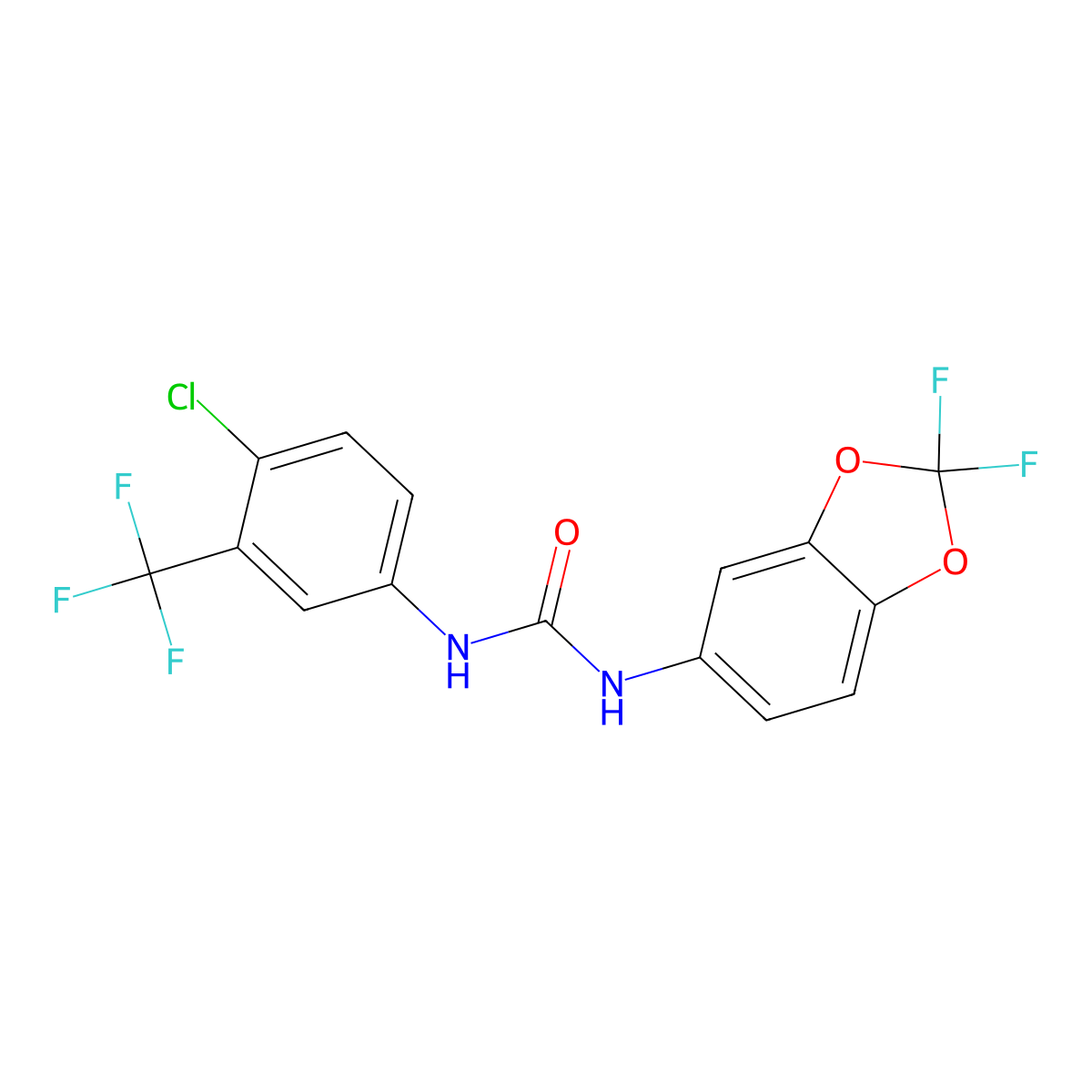 1-(4-Chloro-3-(trifluoromethyl)phenyl)-3-(2,2-difluorobenzo[d][1,3]dioxol-5-yl)urea molecular structure, CAS 2165324-62-7