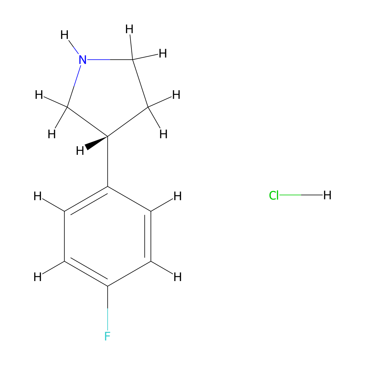 (r)-3-(4-Fluorophenyl)pyrrolidine hydrochloride molecular structure, CAS 2165331-30-4