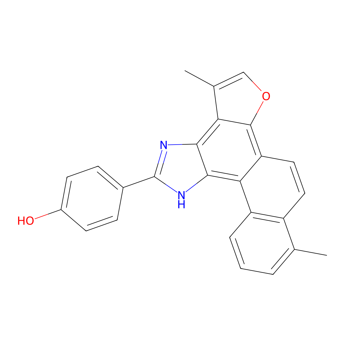 4-(4,9-dimethyl-1H-furo[2',3':1,2]phenanthro[3,4-d]imidazol-2-yl)phenol molecular structure, CAS 2165332-90-9