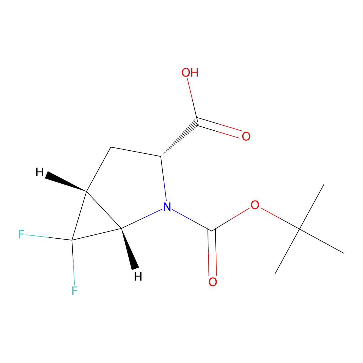 (1S,3R,5R)-2-(tert-Butoxycarbonyl)-6,6-difluoro-2-azabicyclo[3.1.0]hexane-3-carboxylic acid molecular structure, CAS 2165338-56-5