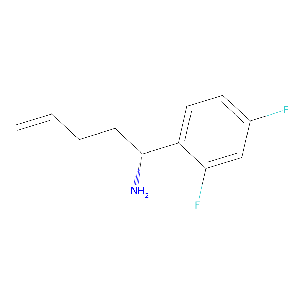 (1R)-1-(2,4-difluorophenyl)pent-4-en-1-amine molecular structure, CAS 2165339-13-7