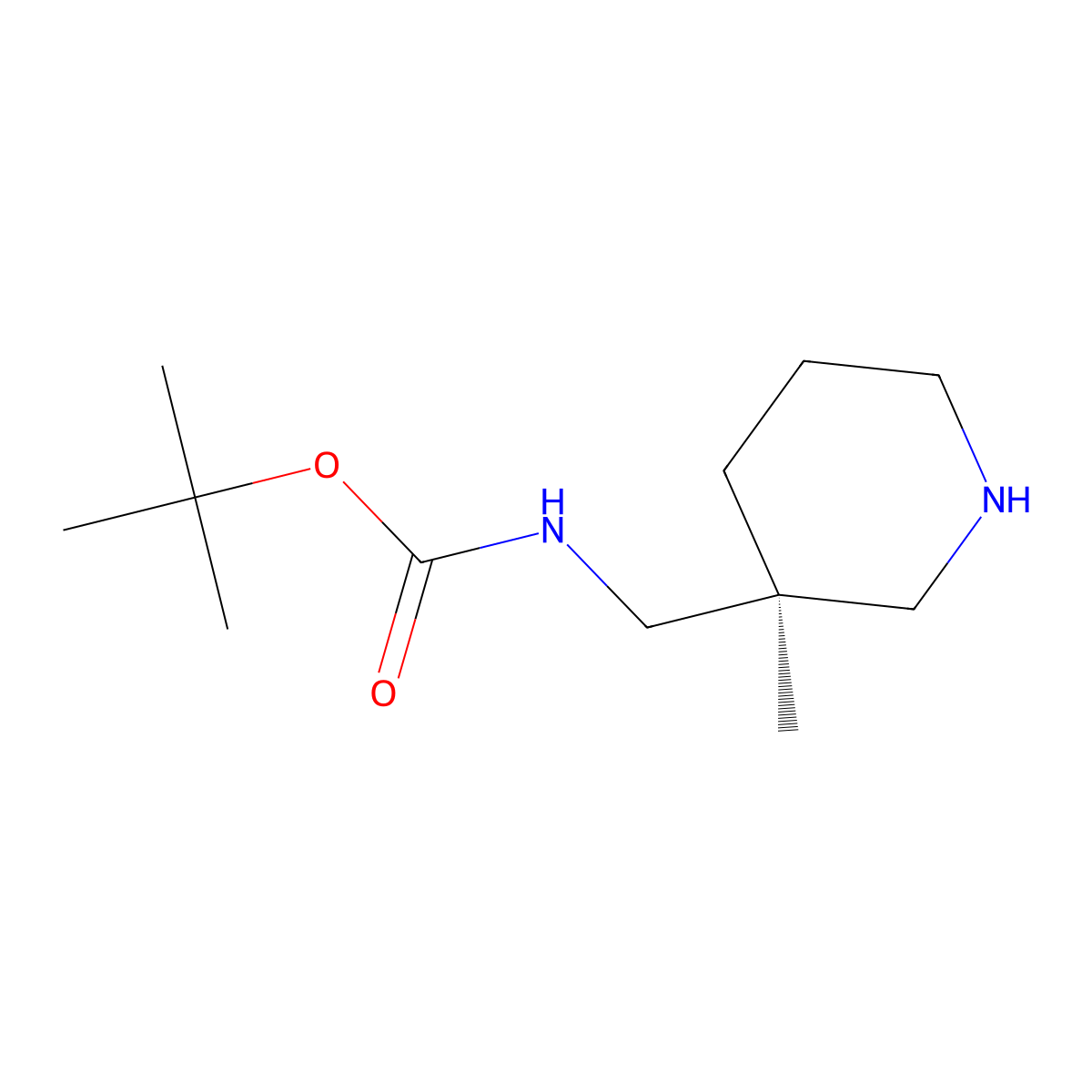 tert-butyl N-[[(3S)-3-methyl-3-piperidyl]methyl]carbamate molecular structure, CAS 2165339-30-8