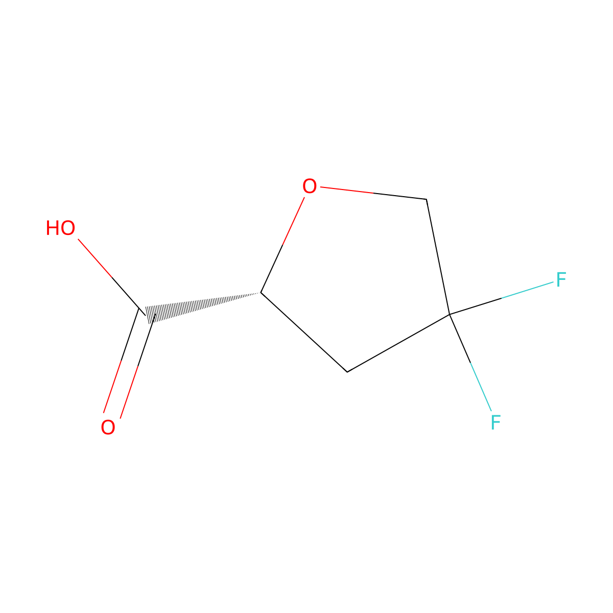 (2R)-4,4-Difluorooxolane-2-carboxylic acid molecular structure, CAS 2165345-34-4
