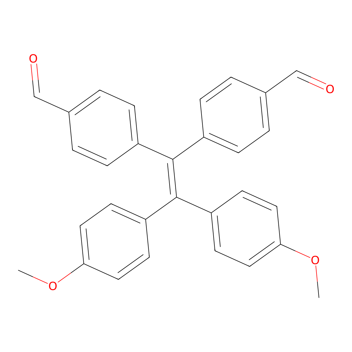 4,4'-(2,2-Bis(4-methoxyphenyl)ethene-1,1-diyl)dibenzaldehyde molecular structure, CAS 2165348-28-5