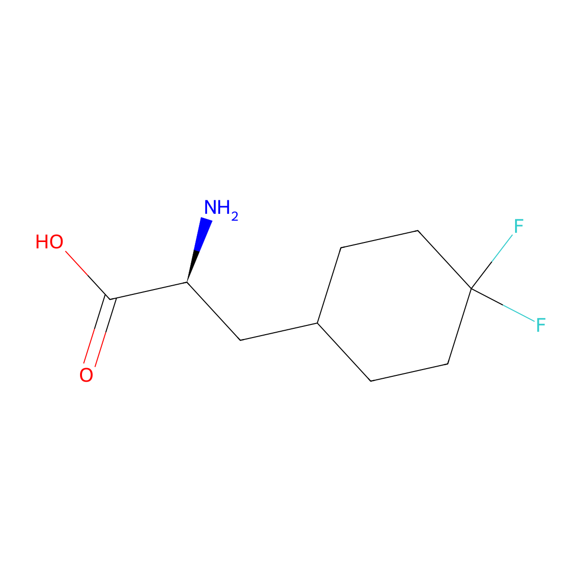 (S)-2-Amino-3-(4,4-difluorocyclohexyl)propanoic acid molecular structure, CAS 2165360-62-1