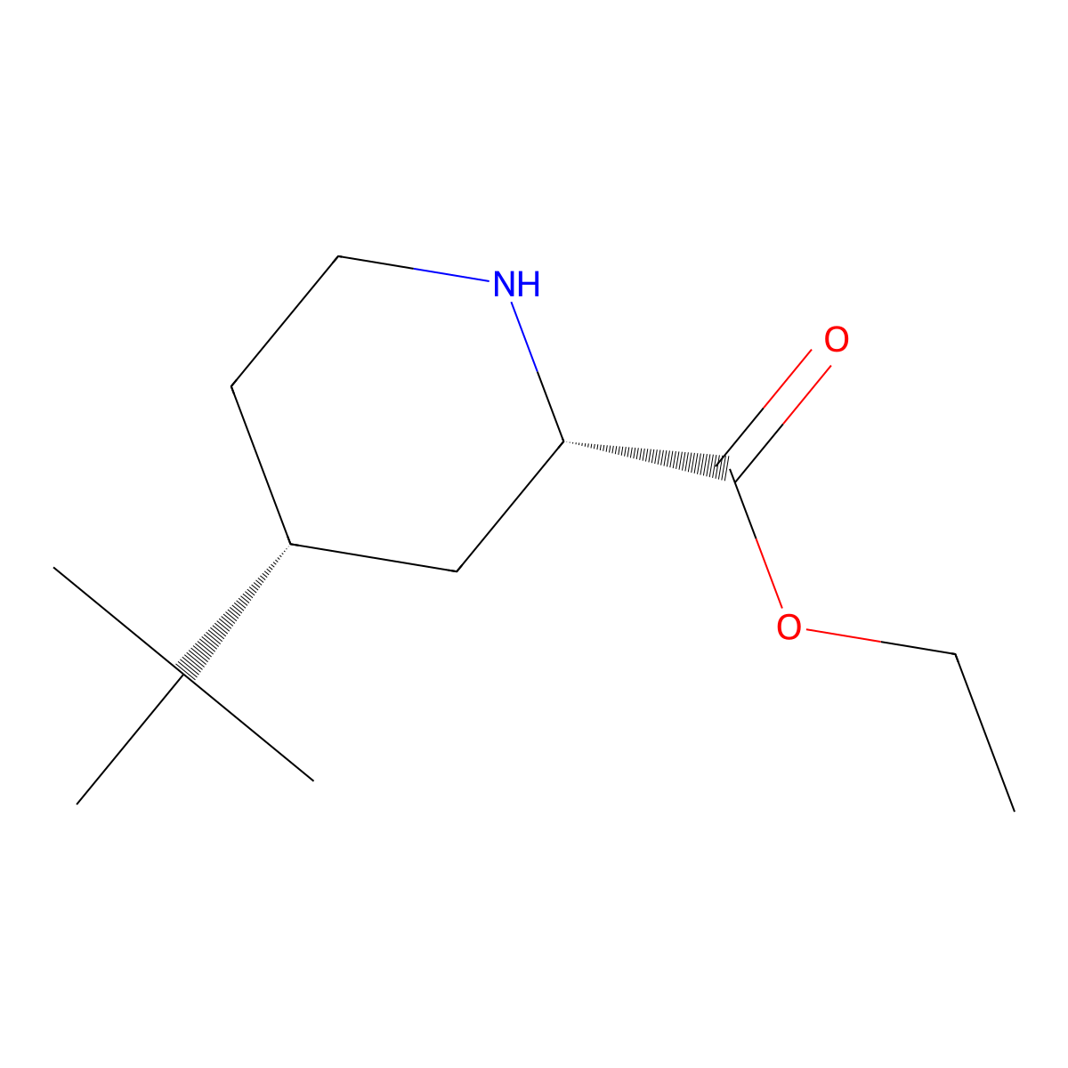 rac-ethyl (2R,4S)-4-tert-butylpiperidine-2-carboxylate molecular structure, CAS 2165374-35-4