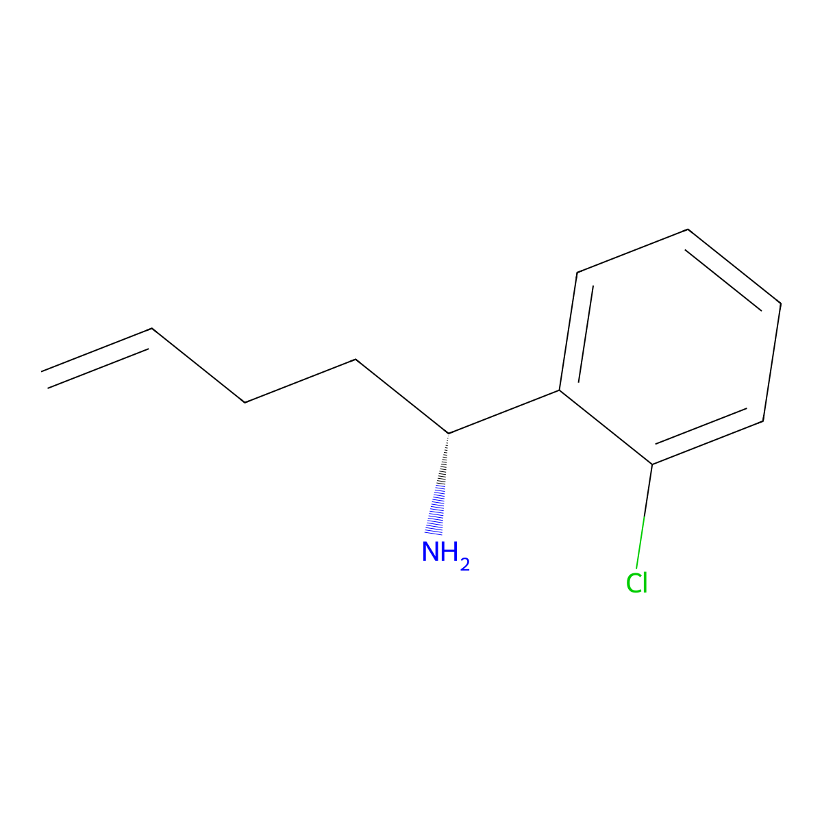 (1R)-1-(2-chlorophenyl)pent-4-en-1-amine molecular structure, CAS 2165375-52-8