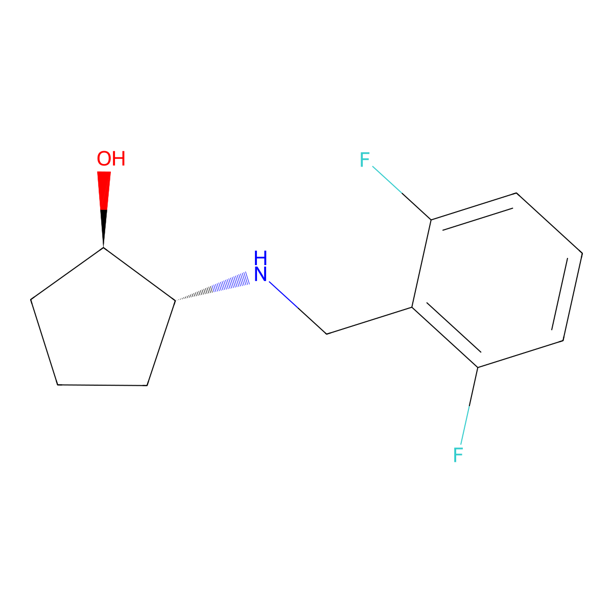 (1R,2R)-2-{[(2,6-difluorophenyl)methyl]amino}cyclopentan-1-ol molecular structure, CAS 2165387-12-0