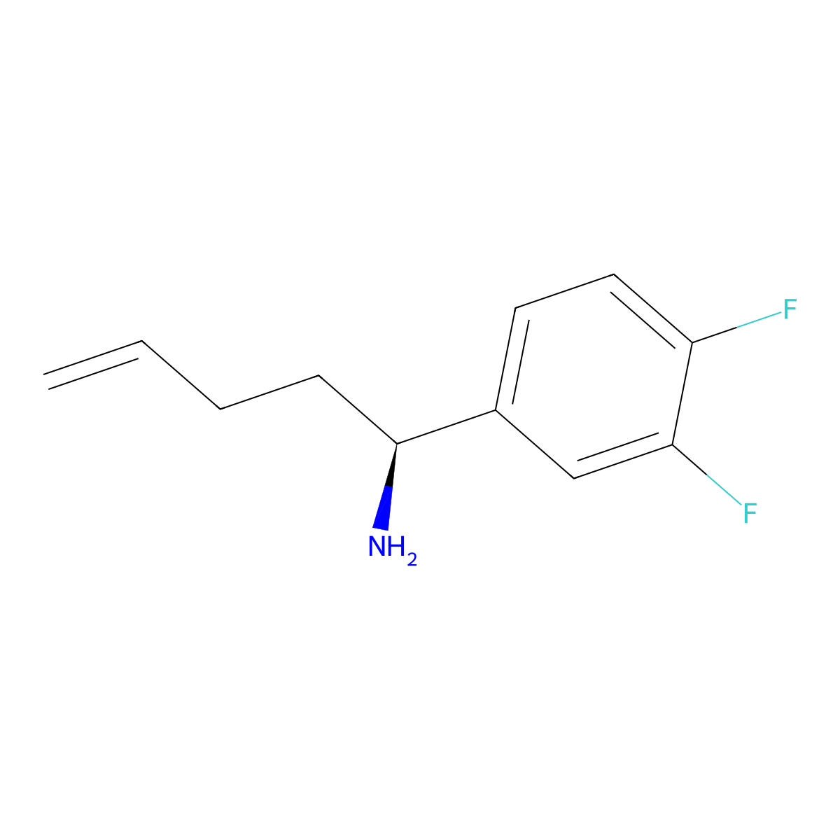 (1S)-1-(3,4-difluorophenyl)pent-4-en-1-amine molecular structure, CAS 2165388-20-3