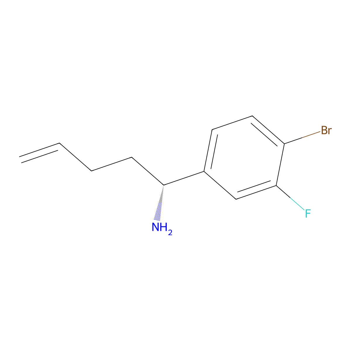 (R)-1-(4-Bromo-3-fluorophenyl)pent-4-en-1-amine molecular structure, CAS 2165389-62-6