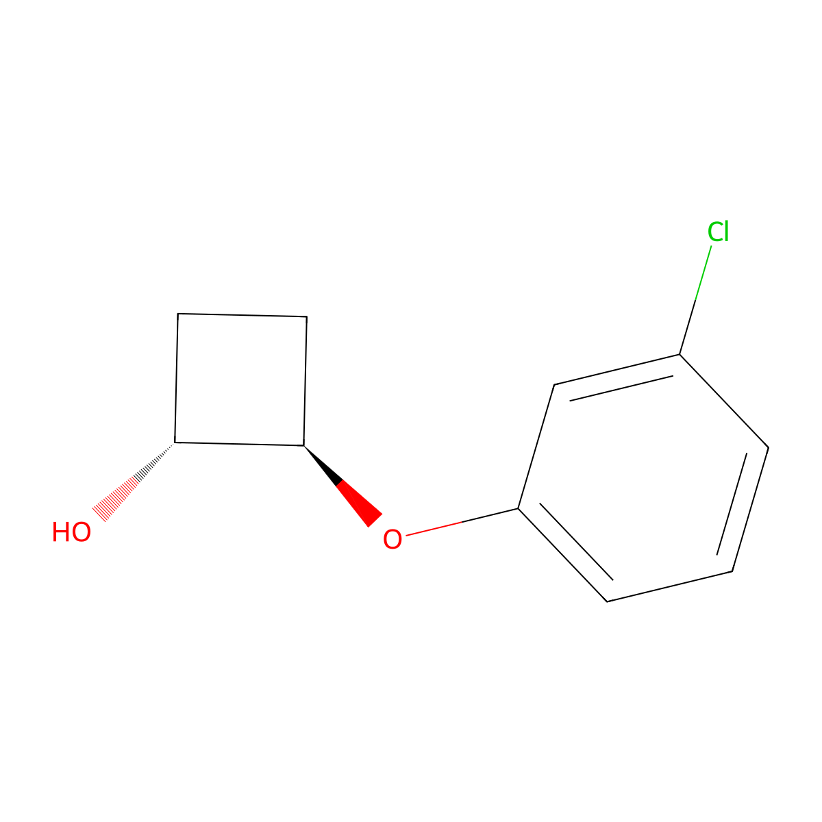 (1R,2R)-2-(3-chlorophenoxy)cyclobutan-1-ol molecular structure, CAS 2165393-48-4