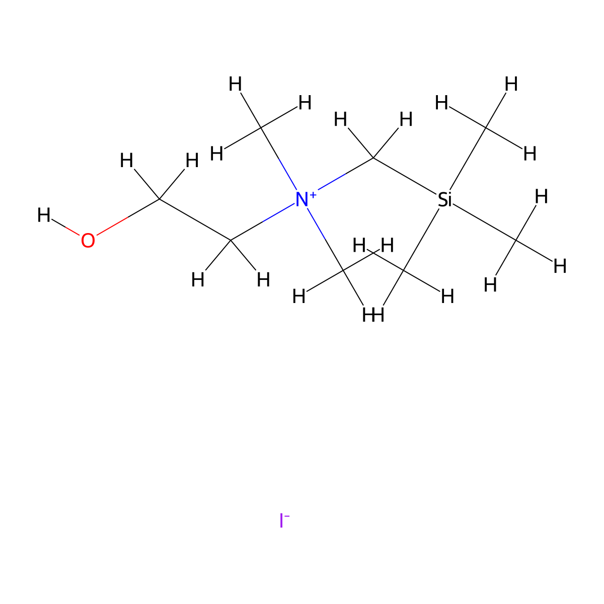 Ammonium, dimethyl(2-hydroxyethyl)(trimethylsilylmethyl)-, iodide molecular structure, CAS 21654-72-8