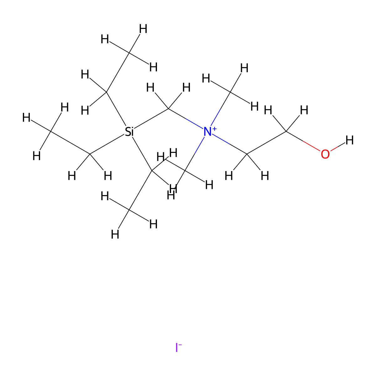 Ammonium, dimethyl(2-hydroxyethyl)(triethylsilylmethyl)-, iodide molecular structure, CAS 21654-73-9