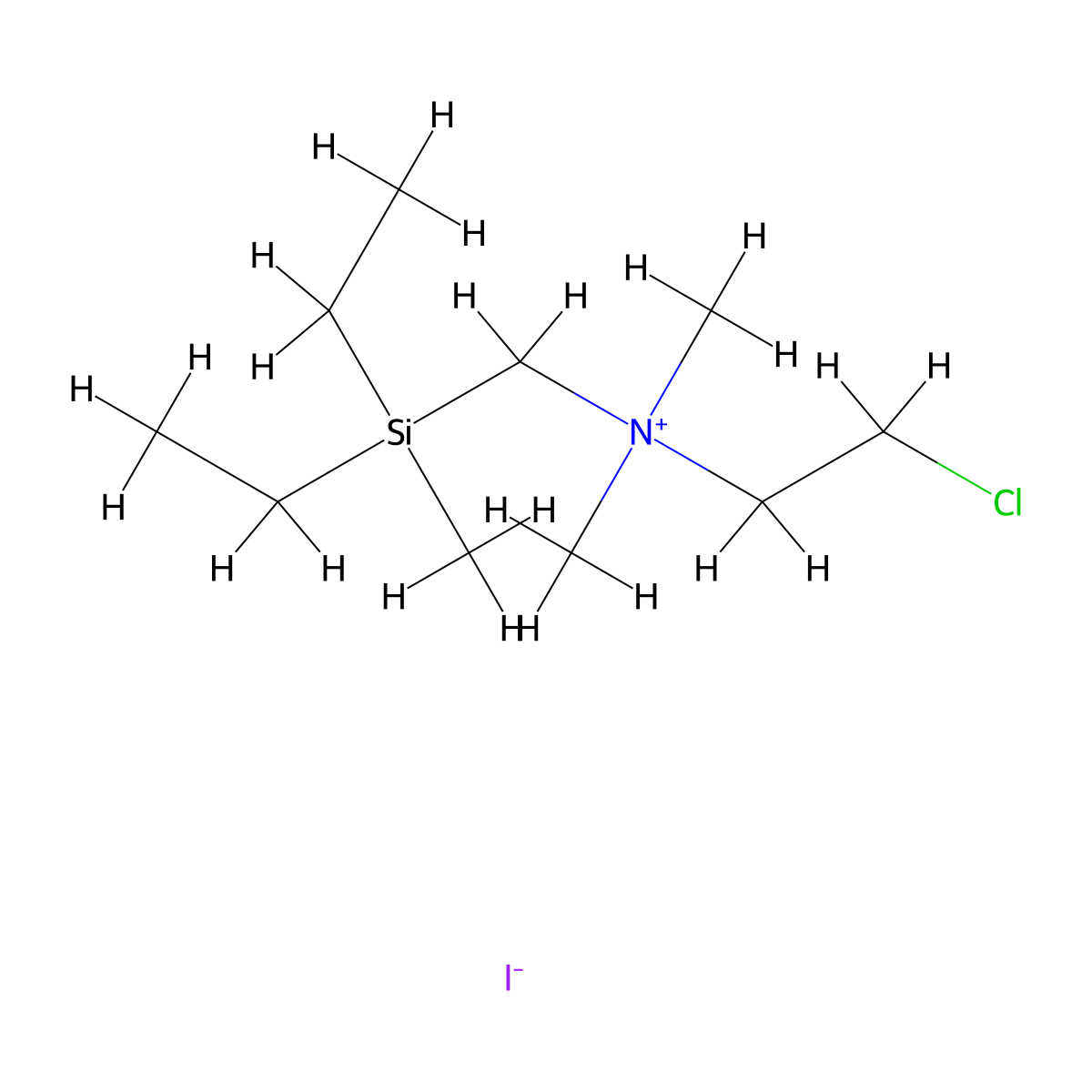 Ammonium, (2-chloroethyl)dimethyl(diethylmethylsilylmethyl)-, iodide molecular structure, CAS 21654-77-3