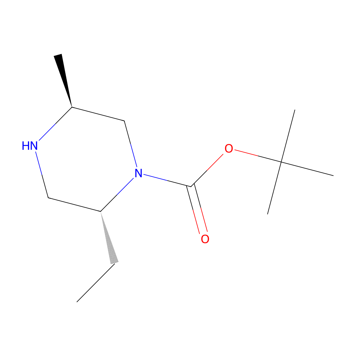 tert-butyl (2R,5S)-2-ethyl-5-methylpiperazine-1-carboxylate molecular structure, CAS 2165403-17-6