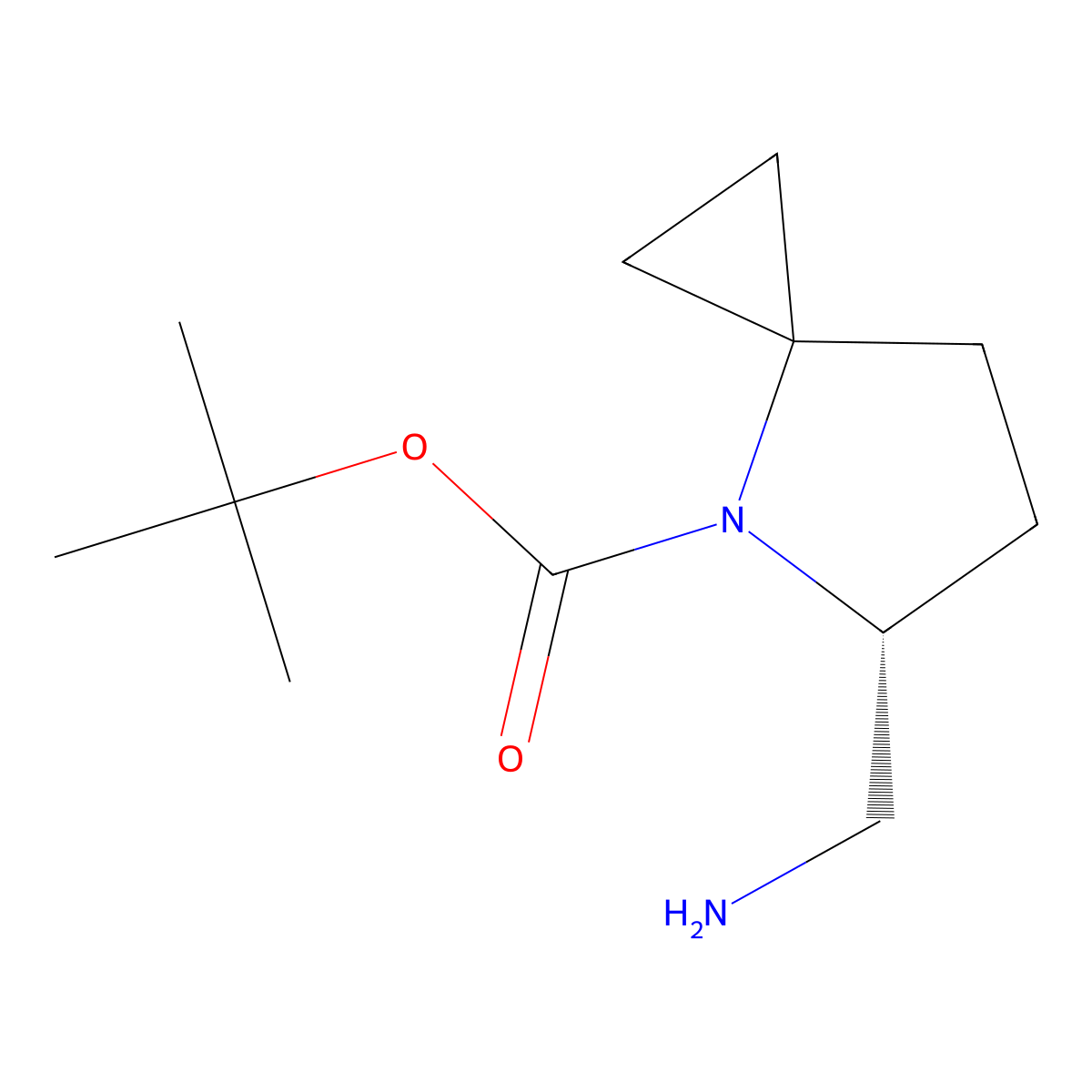 tert-Butyl (R)-5-(aminomethyl)-4-azaspiro[2.4]heptane-4-carboxylate molecular structure, CAS 2165405-66-1