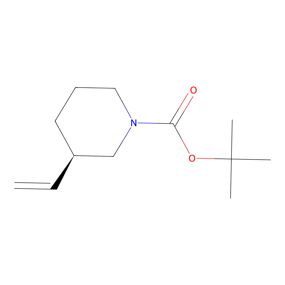 tert-Butyl (3R)-3-ethenylpiperidine-1-carboxylate molecular structure, CAS 2165415-66-5