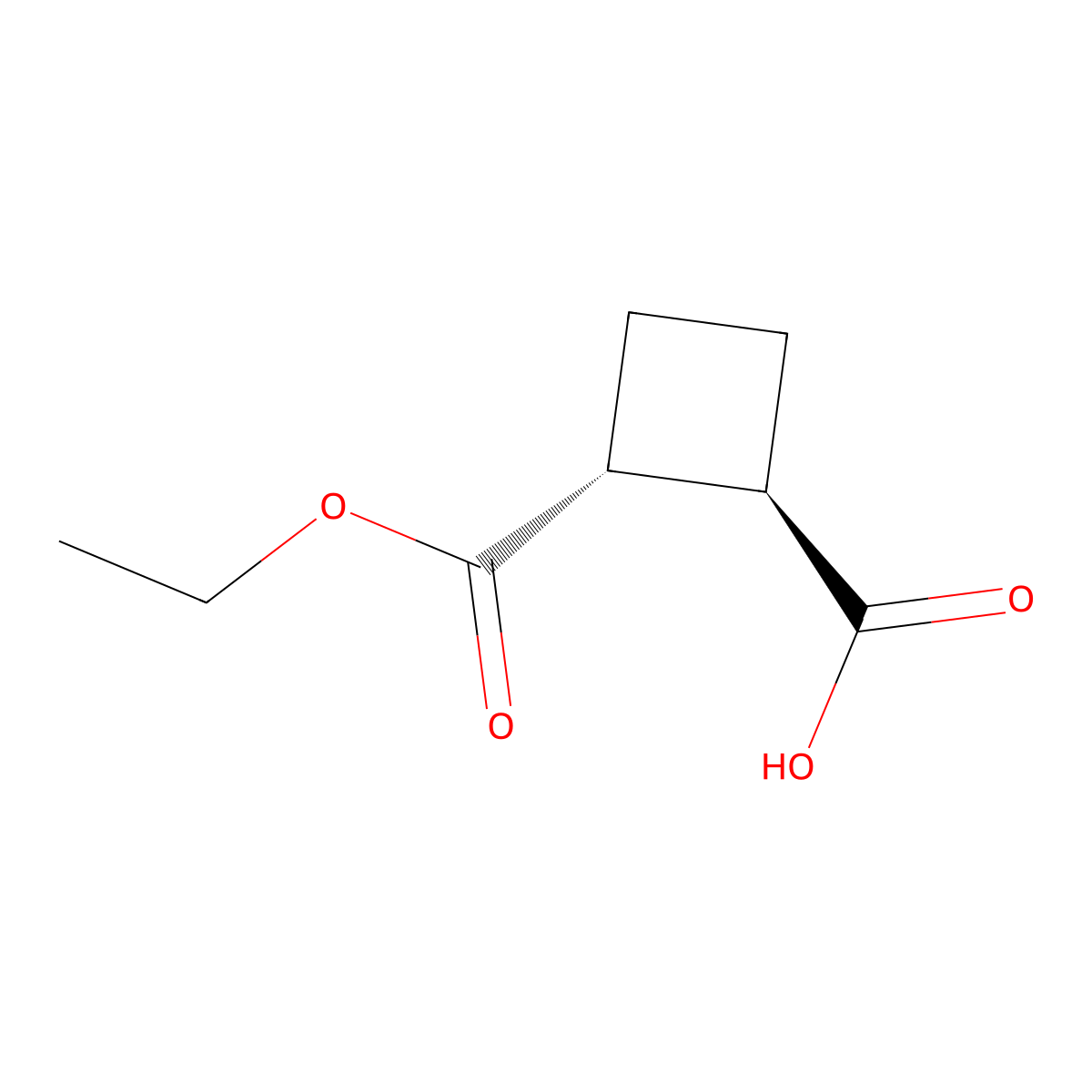 (1R,2R)-2-ethoxycarbonylcyclobutanecarboxylic acid molecular structure, CAS 2165421-37-2