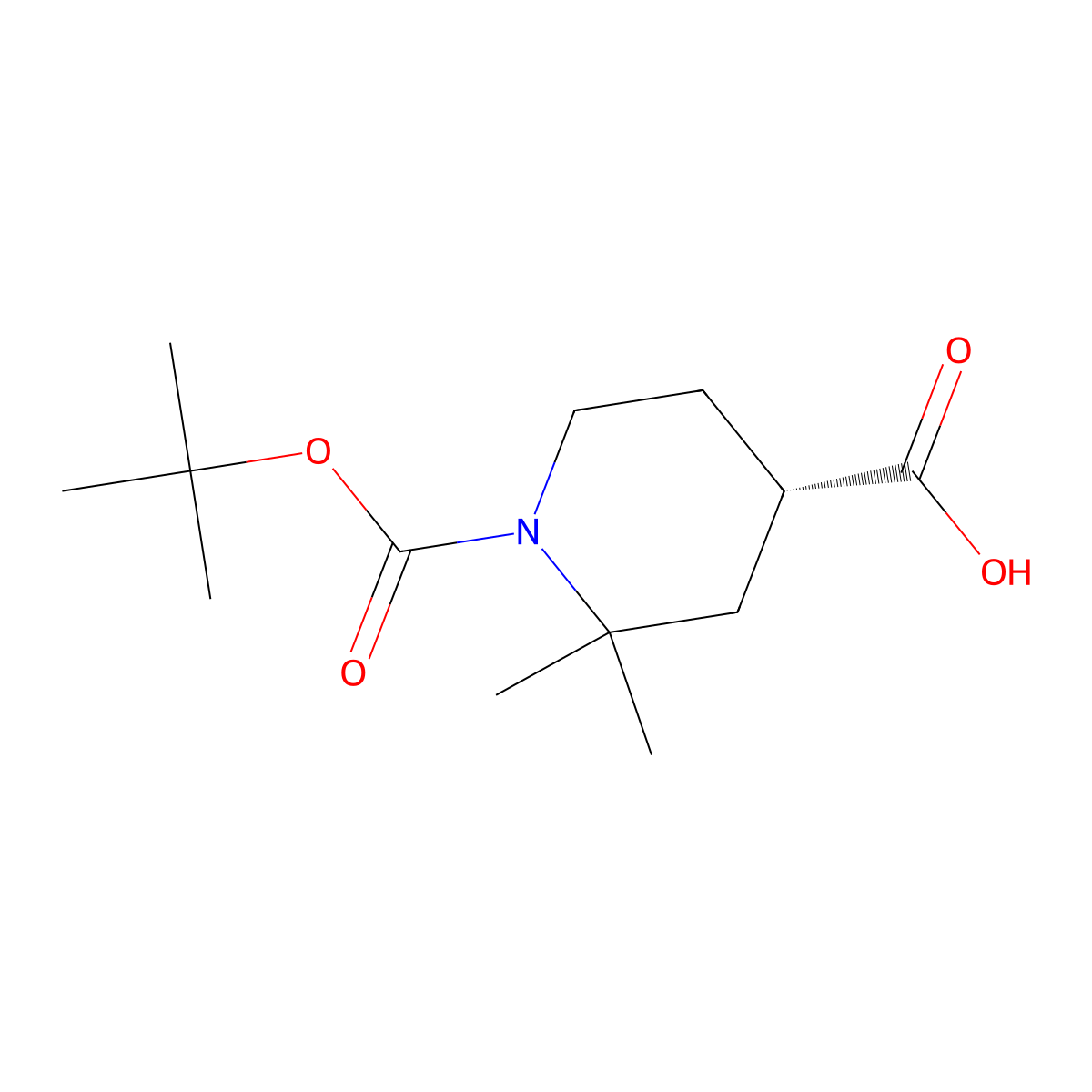 (S)-1-(tert-Butoxycarbonyl)-2,2-dimethylpiperidine-4-carboxylic acid molecular structure, CAS 2165432-64-2