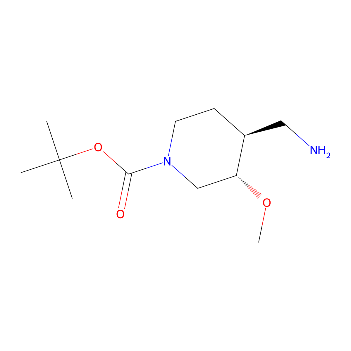 tert-Butyl (3S,4S)-4-(aminomethyl)-3-methoxypiperidine-1-carboxylate molecular structure, CAS 2165437-41-0