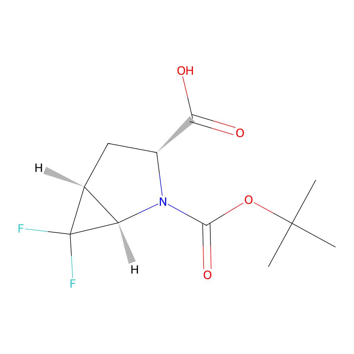 (1R,3R,5S)-2-(tert-Butoxycarbonyl)-6,6-difluoro-2-azabicyclo[3.1.0]hexane-3-carboxylic acid molecular structure, CAS 2165441-36-9