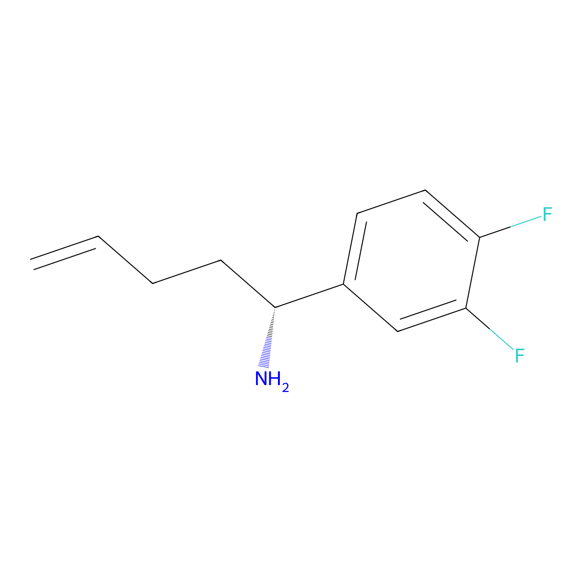 (1R)-1-(3,4-difluorophenyl)pent-4-en-1-amine molecular structure, CAS 2165447-00-5