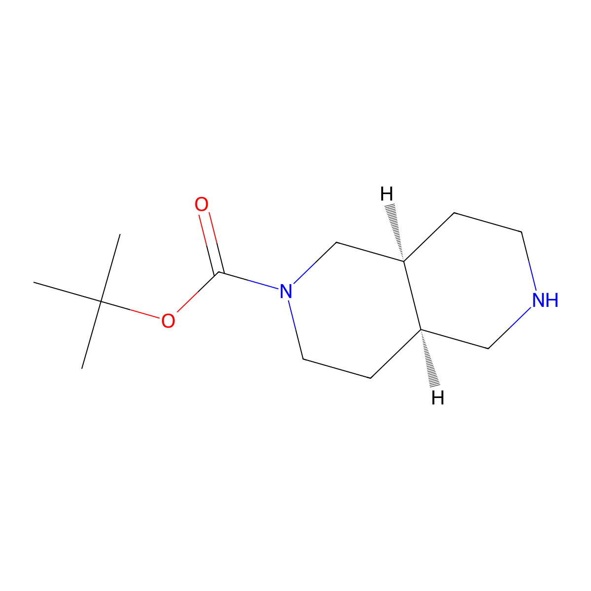 rac-tert-butyl (4aR,8aR)-decahydro-2,6-naphthyridine-2-carboxylate molecular structure, CAS 2165463-49-8