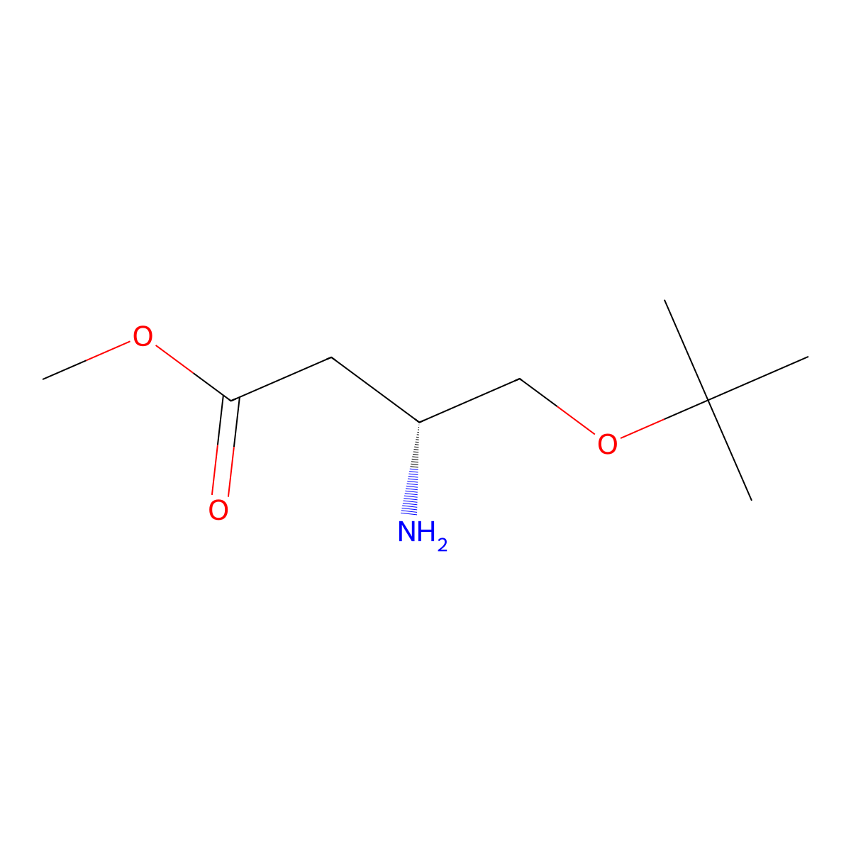 methyl (3R)-3-amino-4-(tert-butoxy)butanoate molecular structure, CAS 2165470-60-8