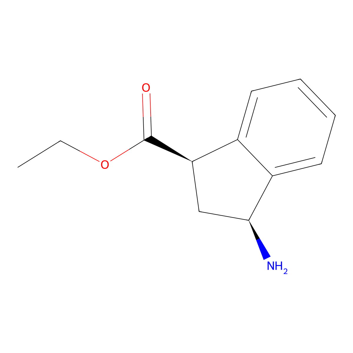 rac-ethyl (1R,3S)-3-amino-2,3-dihydro-1H-indene-1-carboxylate molecular structure, CAS 2165473-17-4